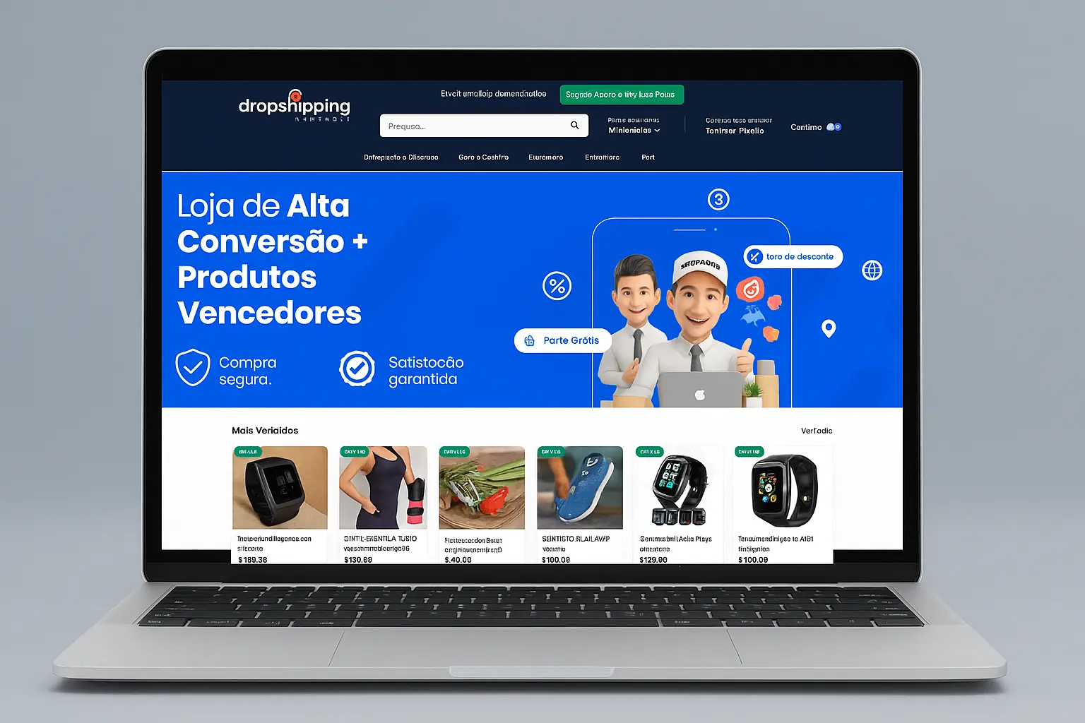 Loja Kairós Shop profissional, vista num portátil