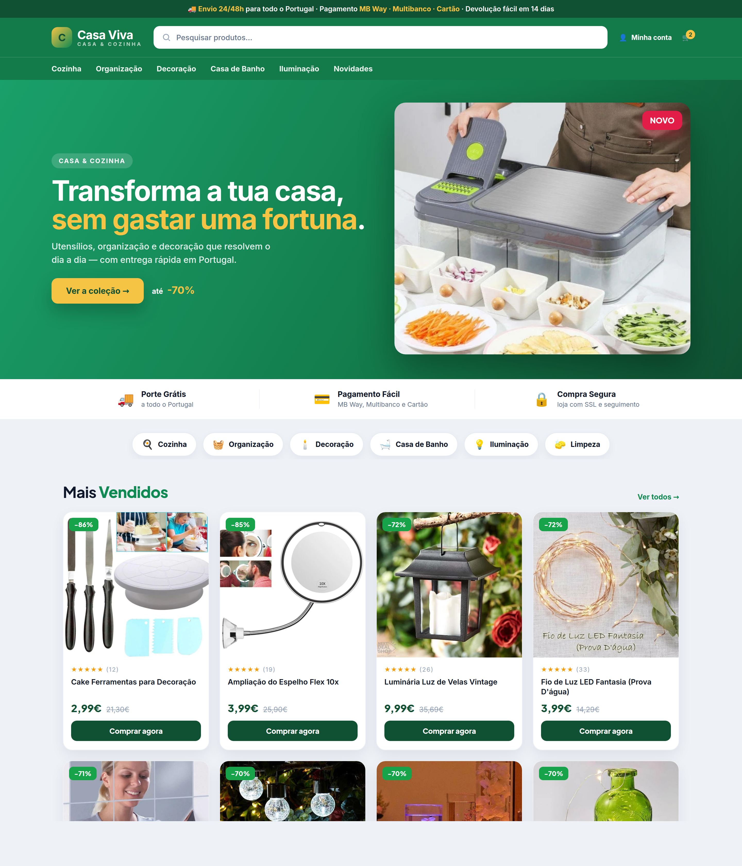 Loja pronta — vista em computador