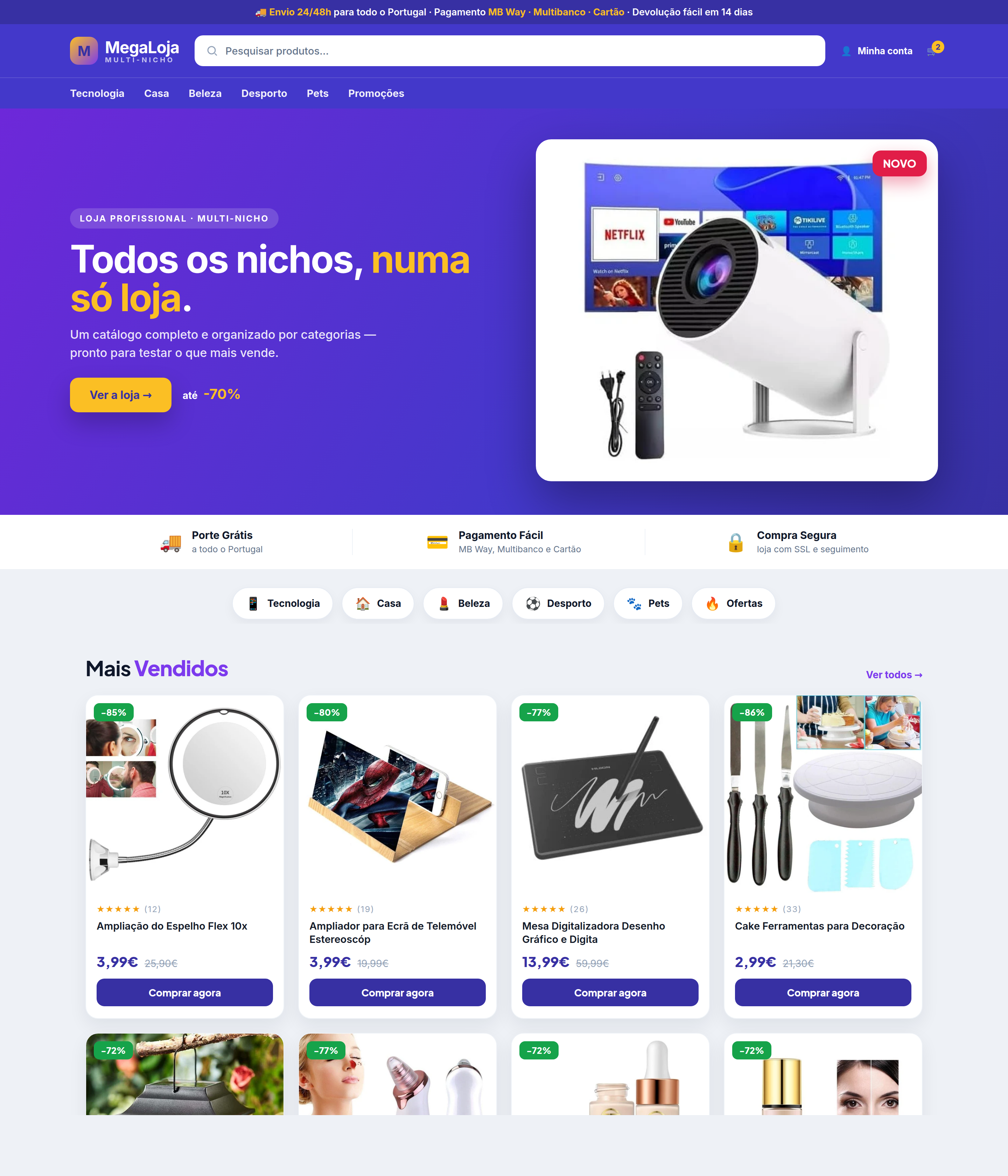 Loja pronta — página inicial