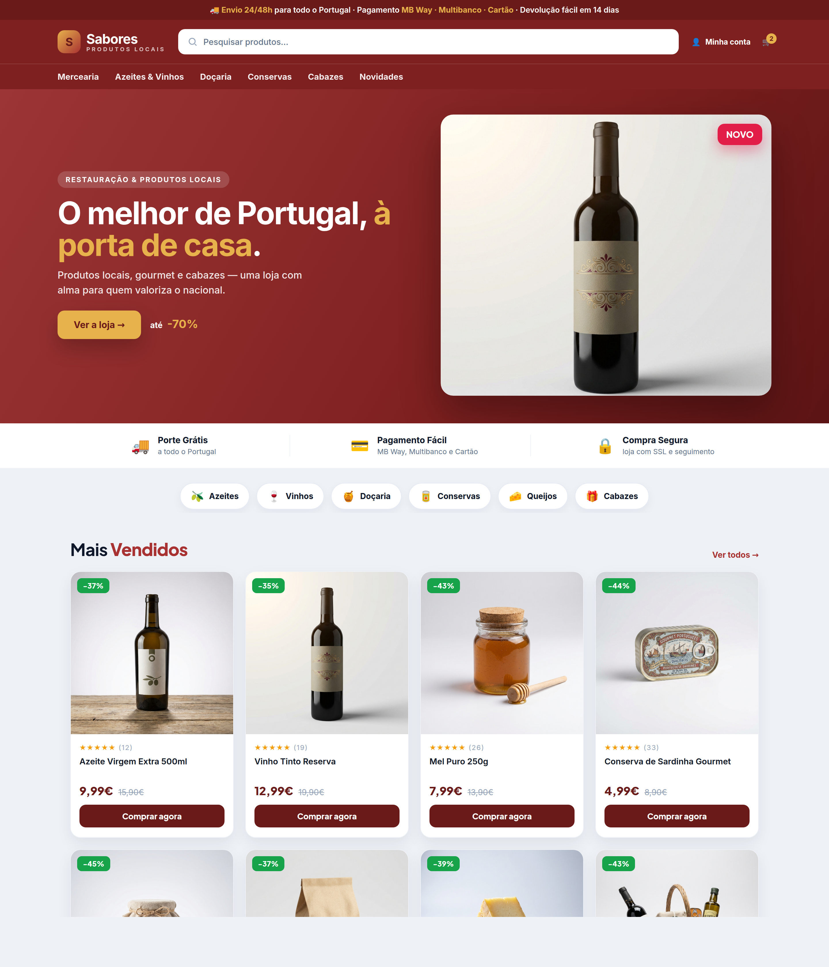 Loja pronta — vista em computador